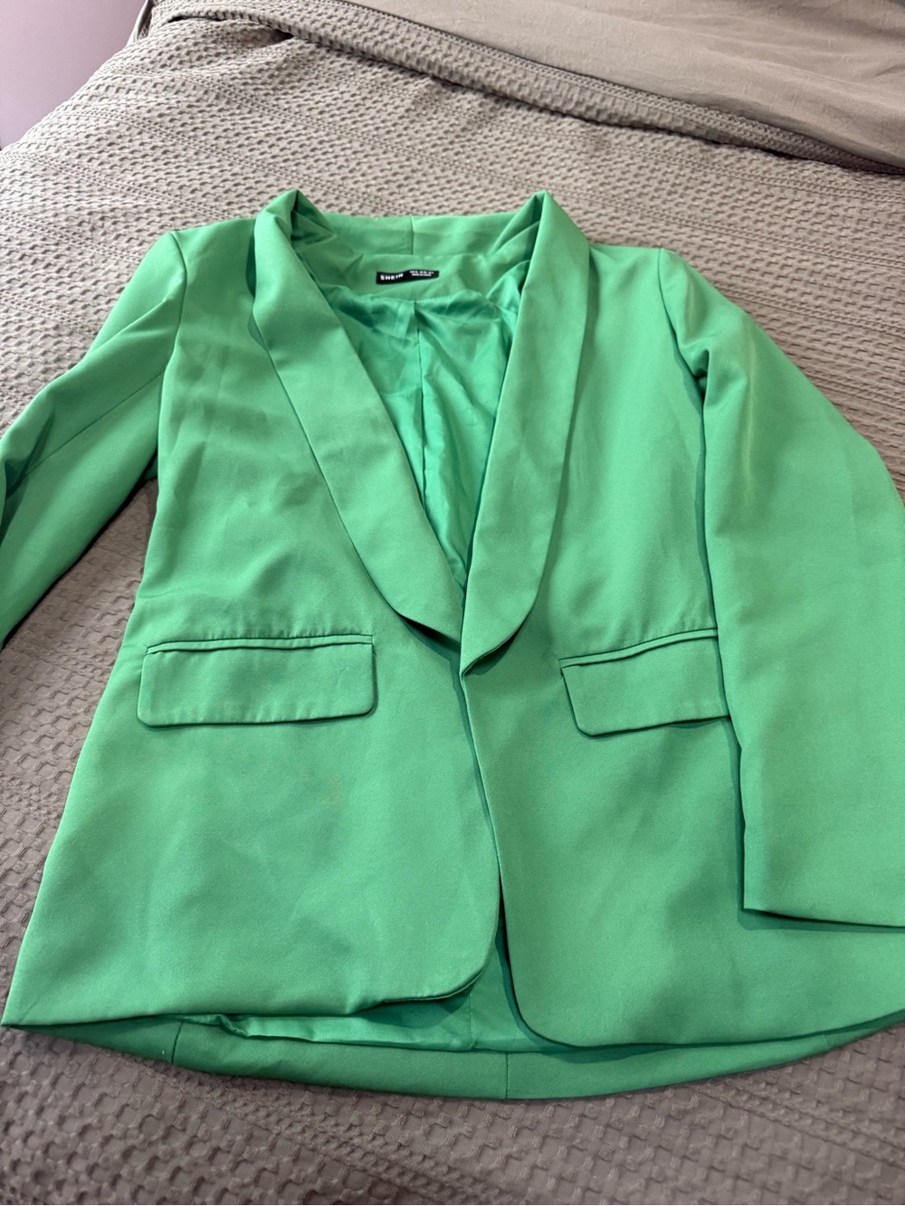SHEIN Bright Green Shawl Collar Blazer - Picture 2 of 3